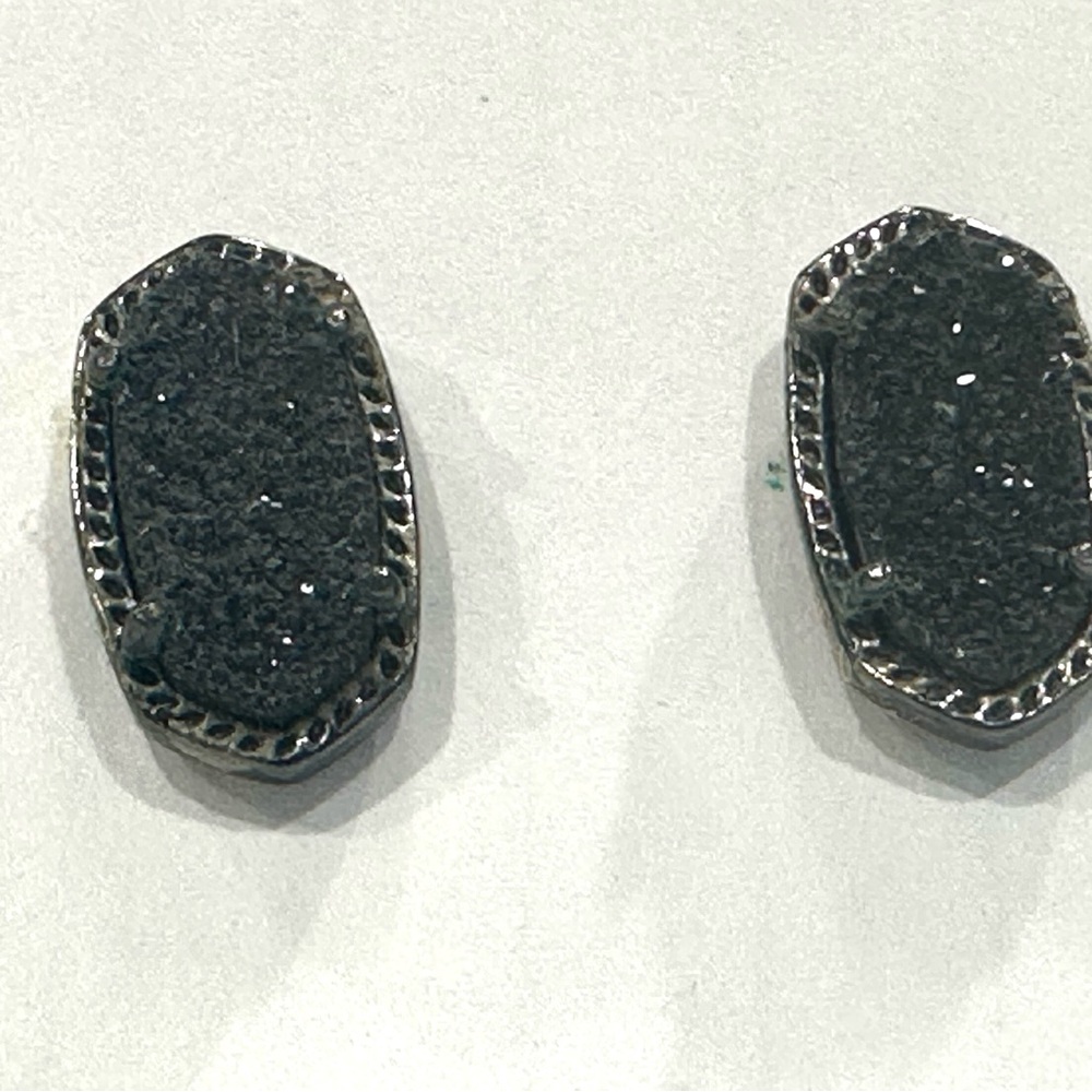 Kendra Scott Gunmetal Black Stone Stud Earrings